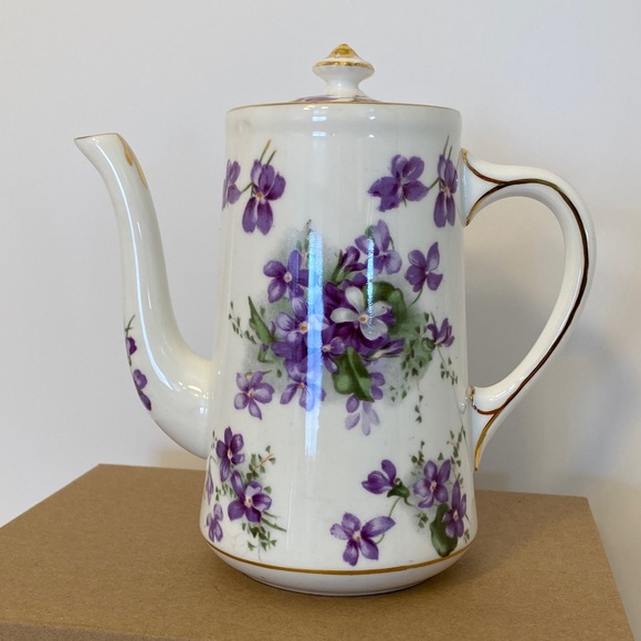 Vtg Hammersley Victorian Violets Coffee Tea Pot England’s Countryside Bone China